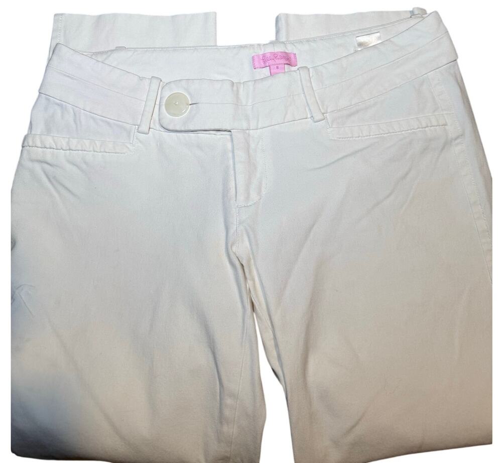 Lilly Pulitzer Kelly Ankle Pants, White Stretch Cotton Blend, Women's Size 8